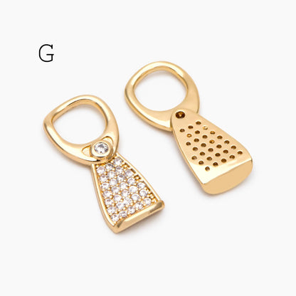 4pcs Gold Puff Mariner Link Charms, Zipper Charms, Soda Tab Charms, Earring Findings, Jewelry Supplies (GB-2132)