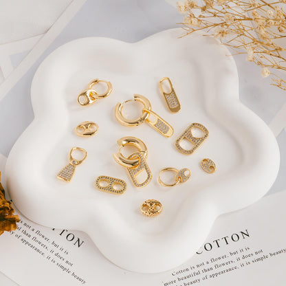 4pcs Gold Puff Mariner Link Charms, Zipper Charms, Soda Tab Charms, Earring Findings, Jewelry Supplies (GB-2132)