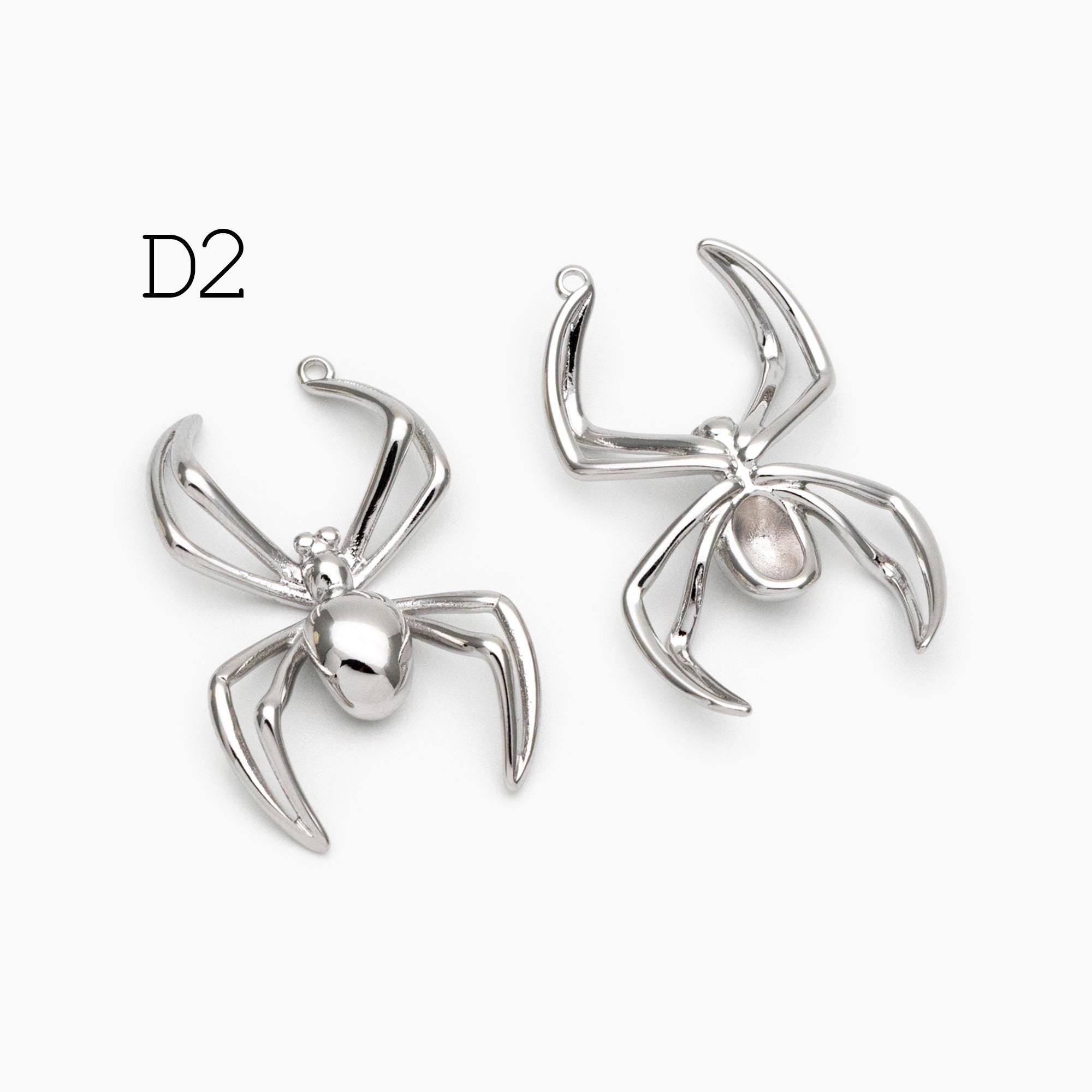 4pcs Spider Pendant Charm for Earrings and Necklaces - Arachnid Jewelry Making (GB-672)