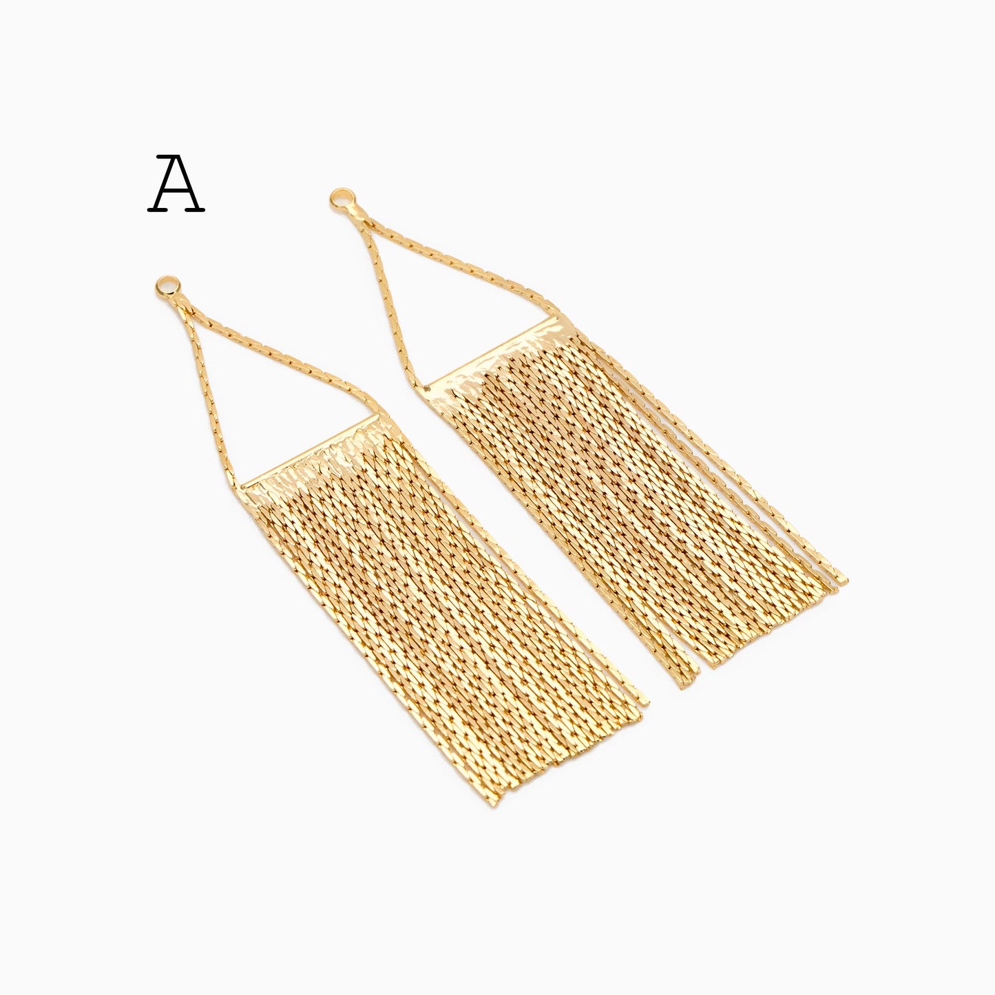 4pcs Gold/ Silver Tone Chain Long Tassels, 18K Gold/ Rhodium plated Brass Tassel, Earring Charm Pendants (GB-945)