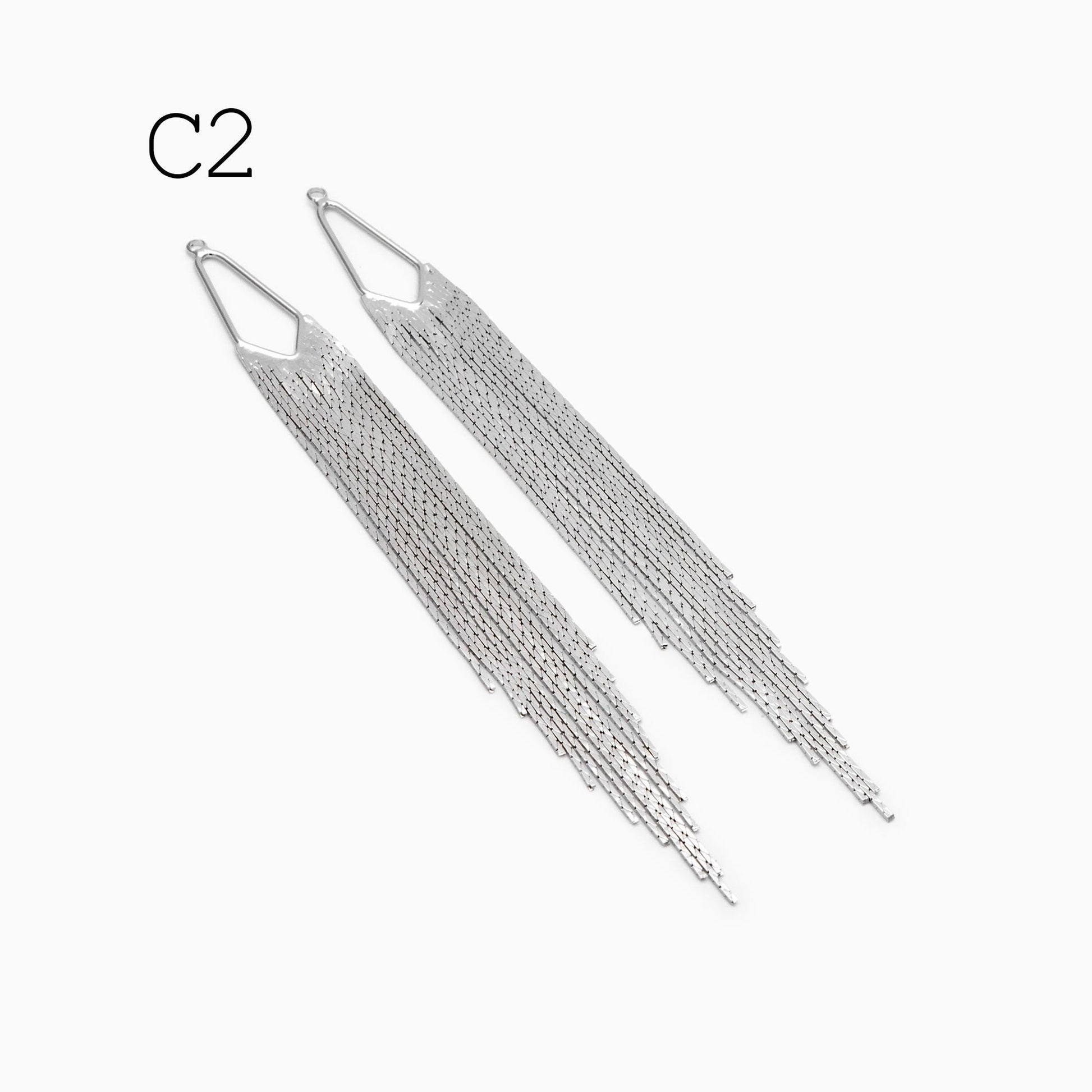 4pcs Gold/ Silver Tone Chain Long Tassels, 18K Gold/ Rhodium plated Brass Tassel, Earring Charm Pendants (GB-945)