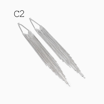 4pcs Gold/ Silver Tone Chain Long Tassels, 18K Gold/ Rhodium plated Brass Tassel, Earring Charm Pendants (GB-945)