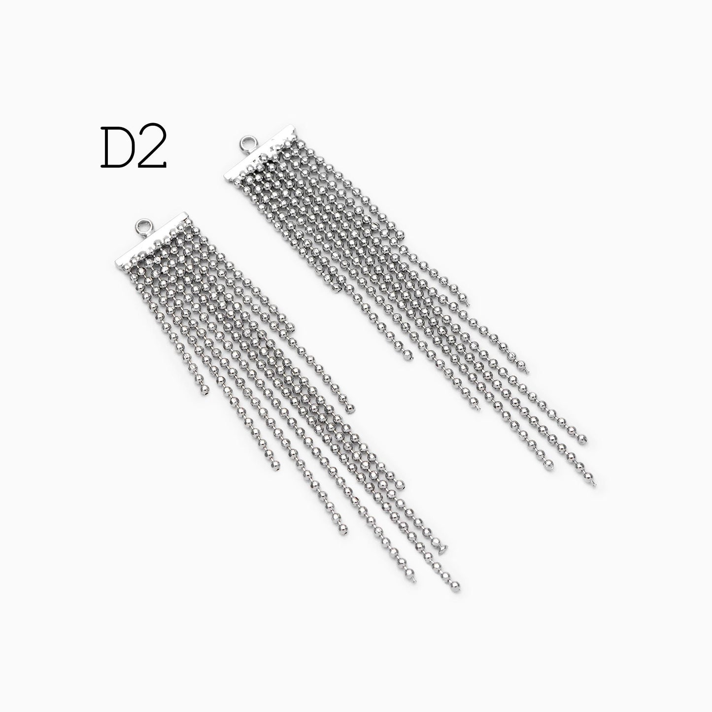 4pcs Gold/ Silver Tone Chain Long Tassels, 18K Gold/ Rhodium plated Brass Tassel, Earring Charm Pendants (GB-945)