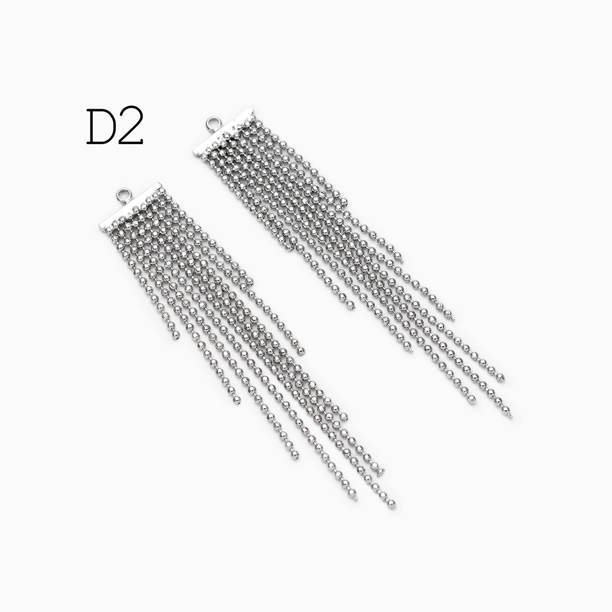 4pcs Gold/ Silver Tone Chain Long Tassels, 18K Gold/ Rhodium plated Brass Tassel, Earring Charm Pendants (GB-945)