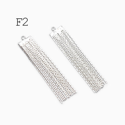 4pcs Gold/ Silver Tone Chain Long Tassels, 18K Gold/ Rhodium plated Brass Tassel, Earring Charm Pendants (GB-945)