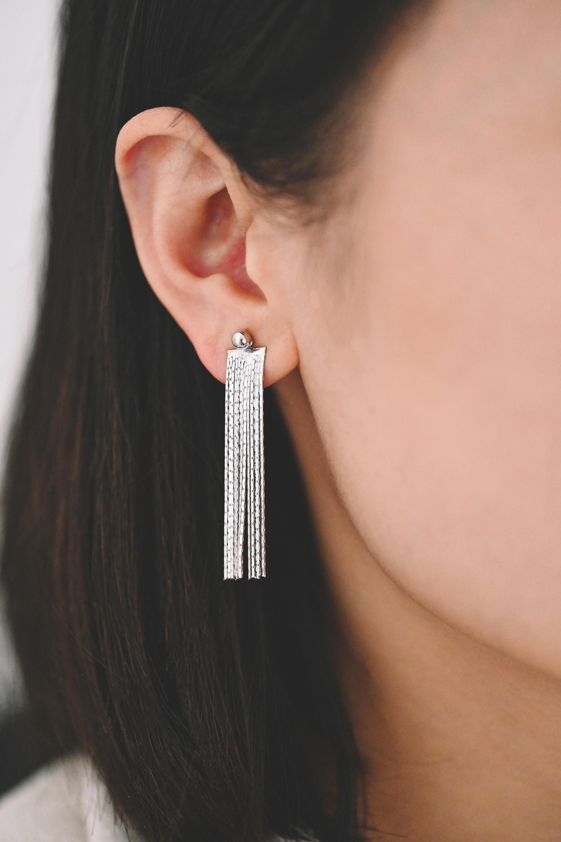 4pcs Gold/ Silver Tone Chain Long Tassels, 18K Gold/ Rhodium plated Brass Tassel, Earring Charm Pendants (GB-945)