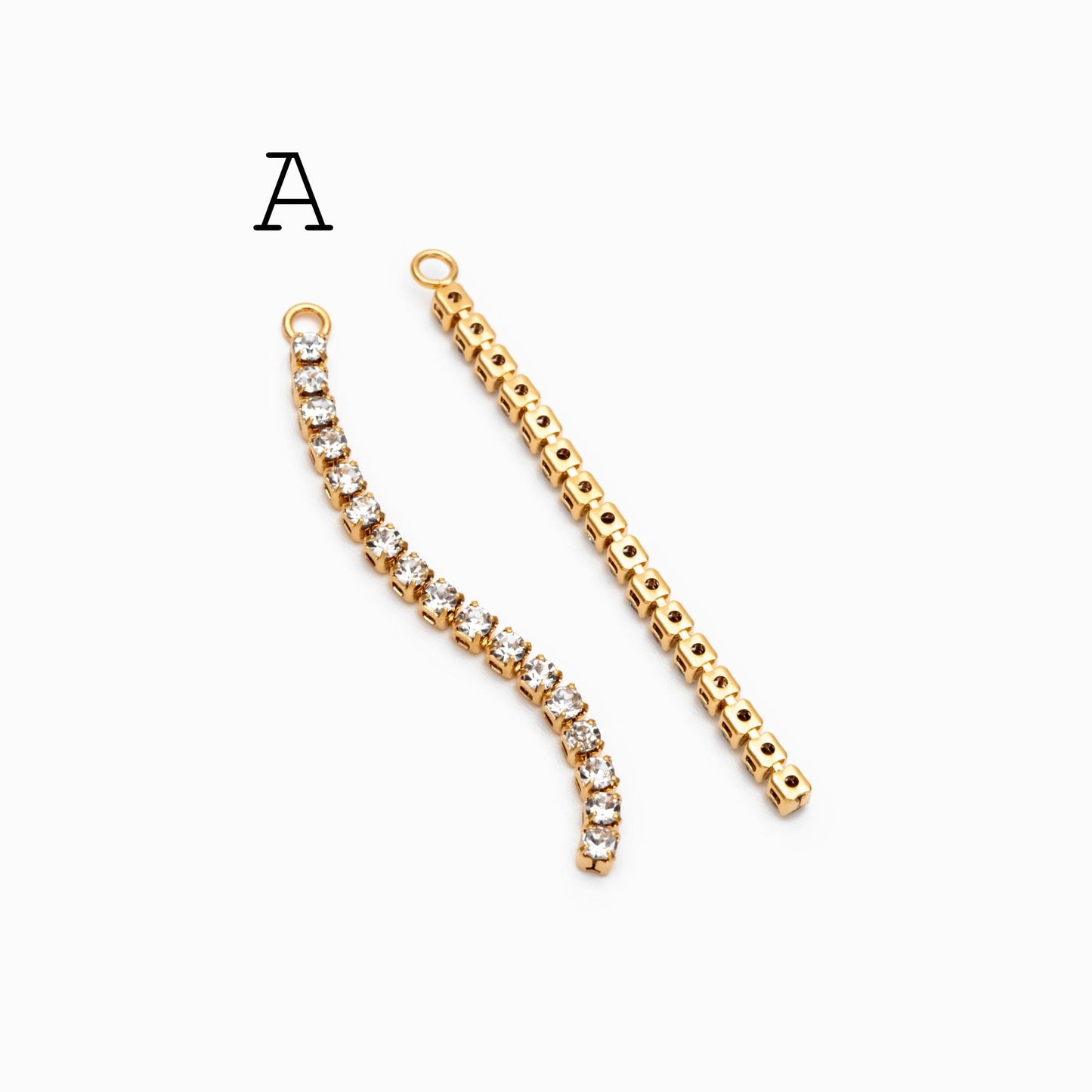 4pcs Gold/ Silver Chain Tassel Charms, CZ Pave Taseel, 18K Gold/ Rhodium plated Chain Pendants (GB-1234)