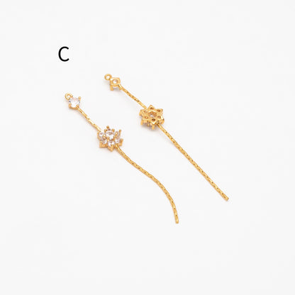 4pcs Gold/ Silver Chain Tassel Charms, CZ Pave Taseel, 18K Gold/ Rhodium plated Chain Pendants (GB-1234)