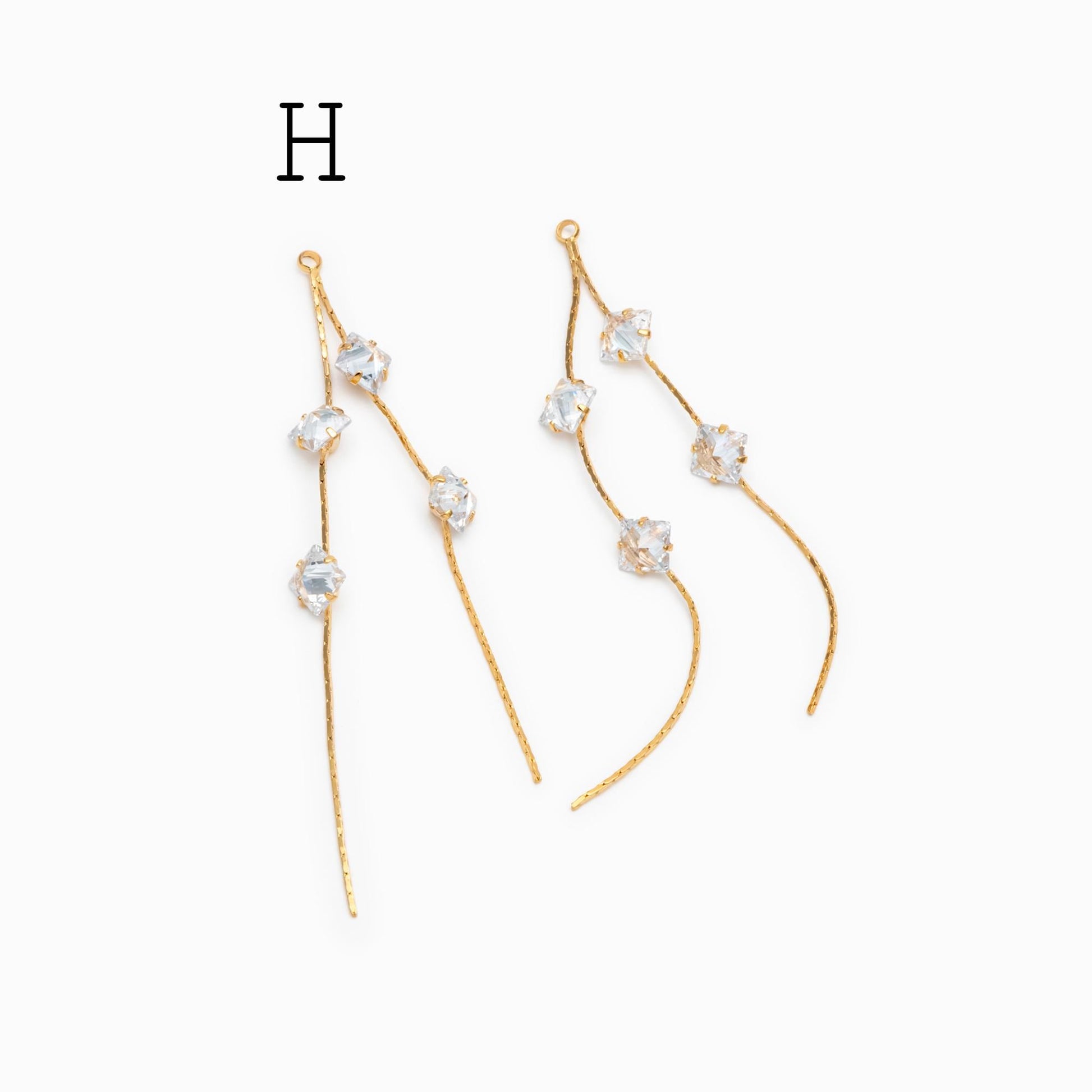 4pcs Gold/ Silver Chain Tassel Charms, CZ Pave Taseel, 18K Gold/ Rhodium plated Chain Pendants (GB-1234)