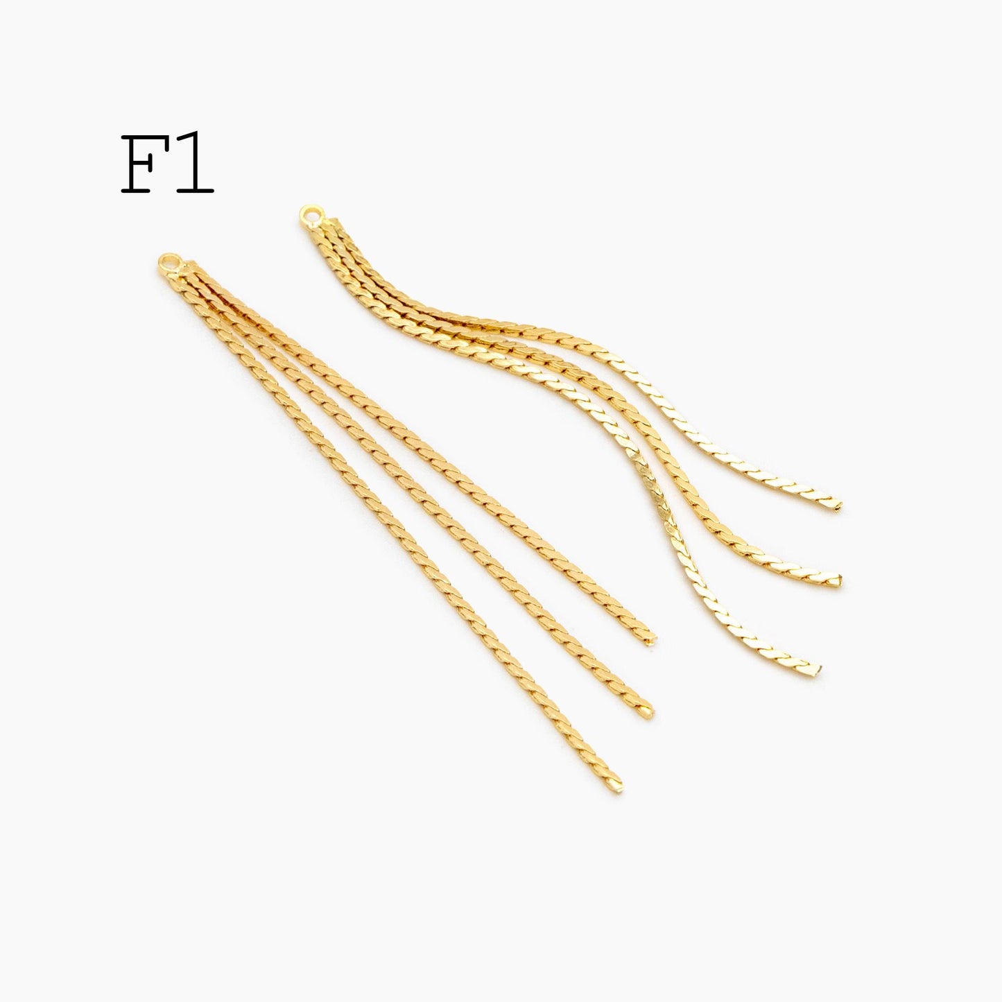 4pcs Chain Tassel Charms, Gold/ Rhodium plated Brass, Tassel Earring Components (GB-3523)