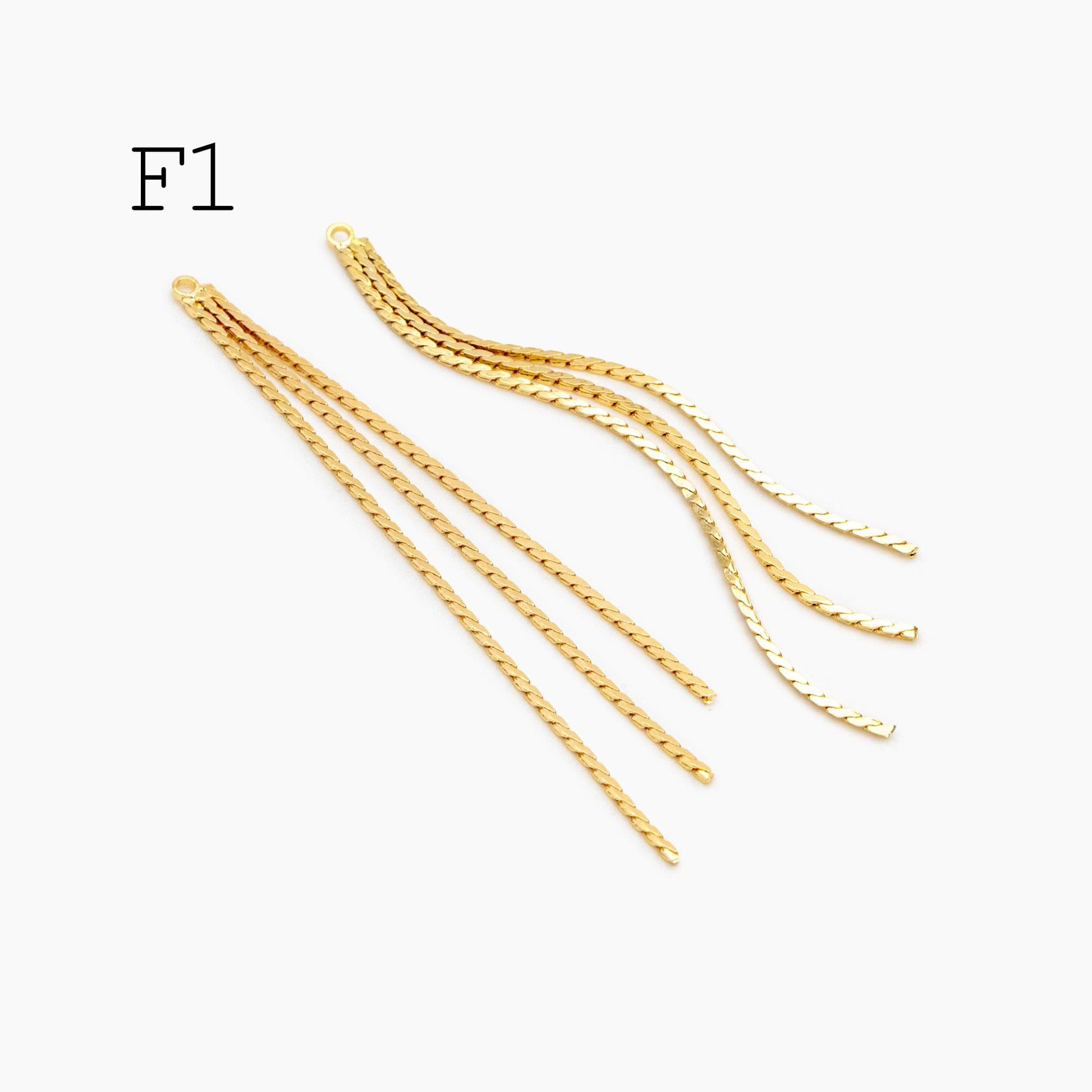 4pcs Chain Tassel Charms, Gold/ Rhodium plated Brass, Tassel Earring Components (GB-3523)