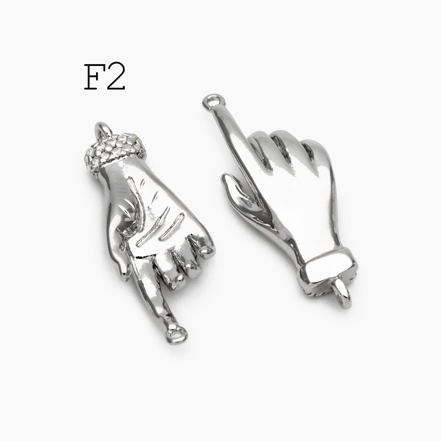 4pcs Gold/ Silver Hand Charms, Gold/ Rhodium plated Brass, DIY Jewelry Making Supplies (GB-4156)