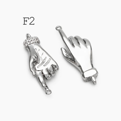 4pcs Gold/ Silver Hand Charms, Gold/ Rhodium plated Brass, DIY Jewelry Making Supplies (GB-4156)