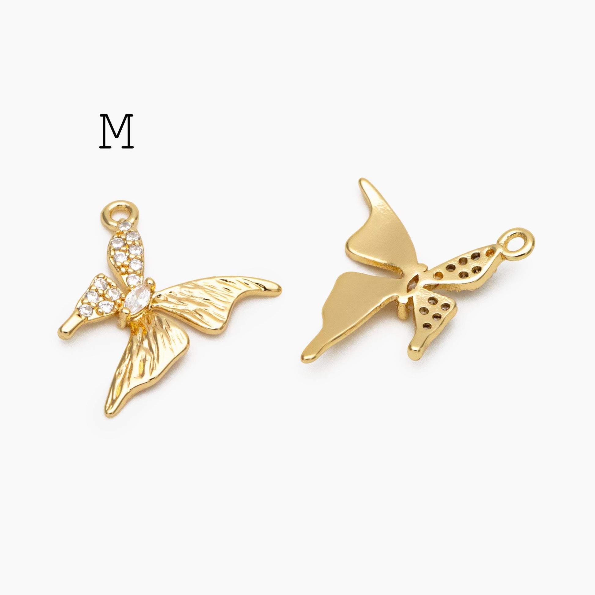 4pcs Delicate Butterfly Charms for Jewelry Making, Gold plated Butterfly Pendants (GB-3561)