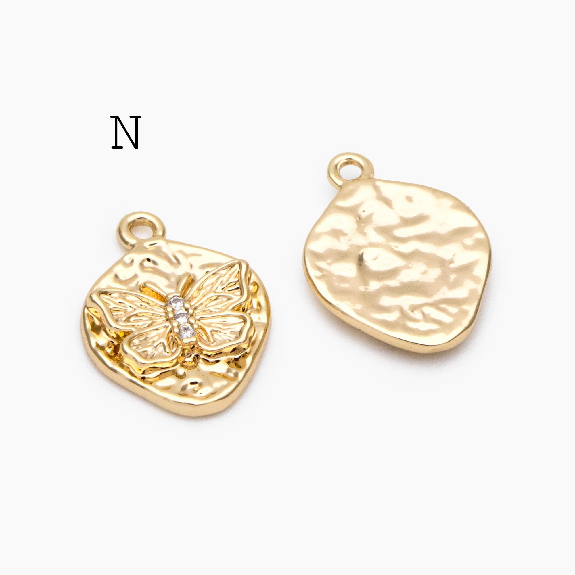 4pcs Delicate Butterfly Charms for Jewelry Making, Gold plated Butterfly Pendants (GB-3561)