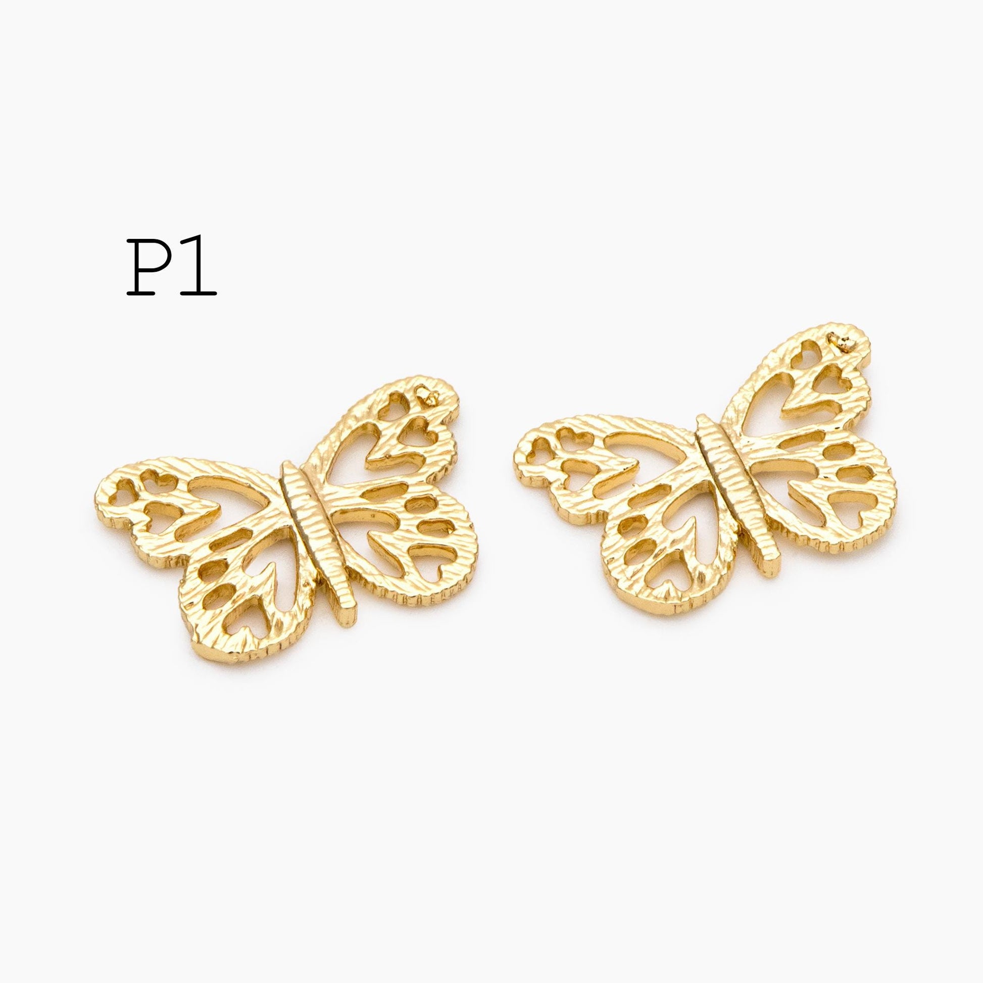 4pcs Delicate Butterfly Charms for Jewelry Making, Gold plated Butterfly Pendants (GB-3561)