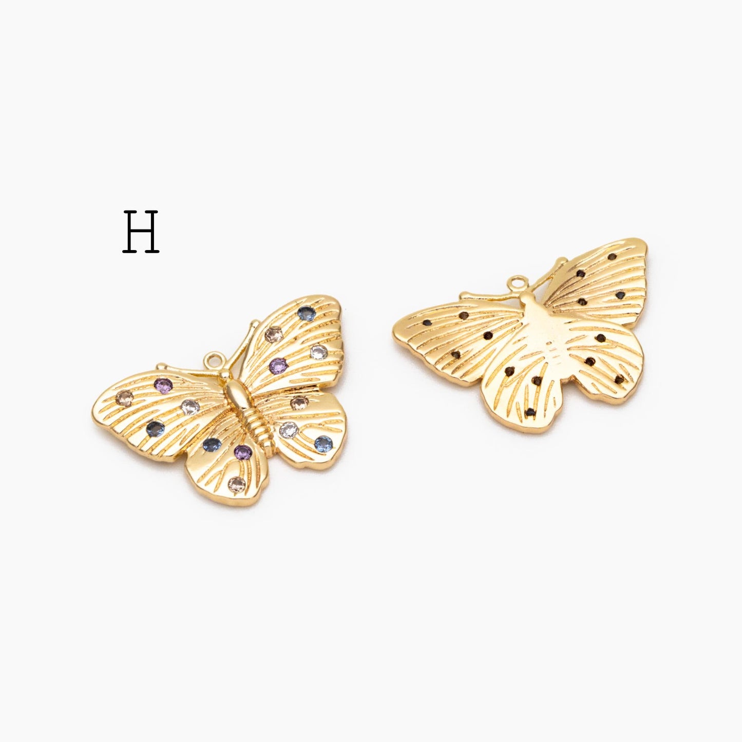 4pcs Delicate Butterfly Charms for Jewelry Making, Gold plated Butterfly Pendants (GB-3561)