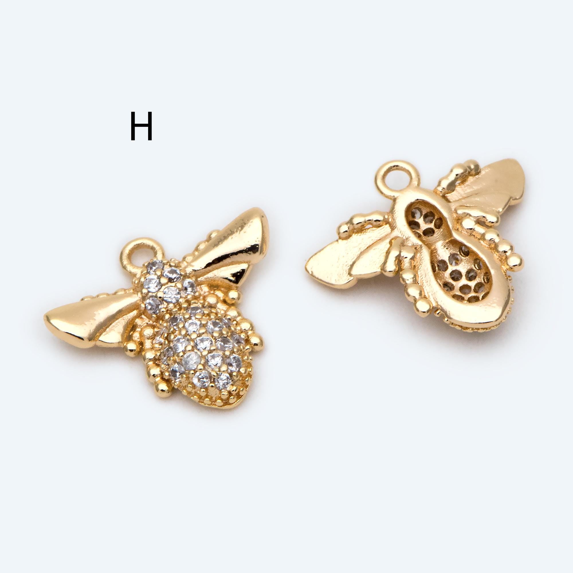 10pcs Gold/ Silver Bee Charm Jewelry Making, Insect Theme Supplies (GB-3093)