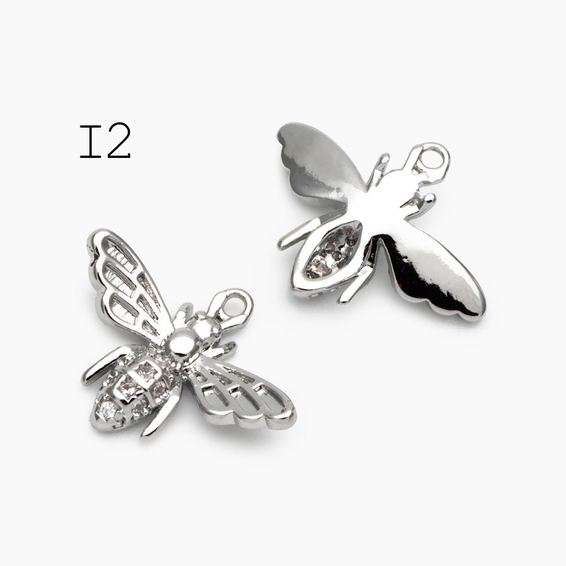 10pcs Gold/ Silver Bee Charm Jewelry Making, Insect Theme Supplies (GB-3093)