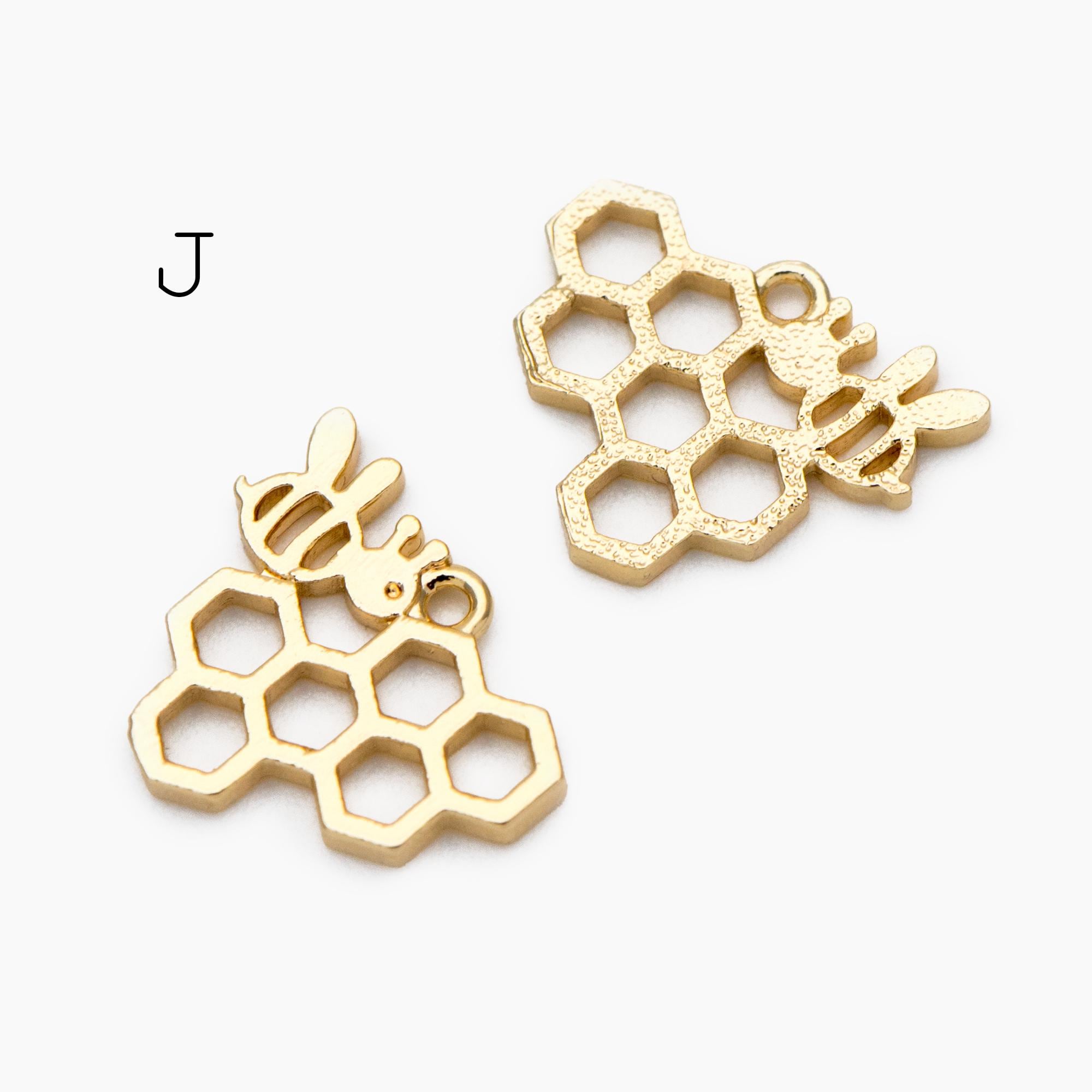 10pcs Gold/ Silver Bee Charm Jewelry Making, Insect Theme Supplies (GB-3093)