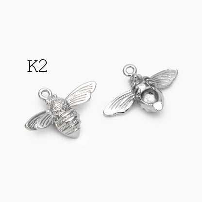 10pcs Gold/ Silver Bee Charm Jewelry Making, Insect Theme Supplies (GB-3093)