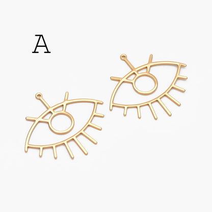 4pcs Gold Evil Eye Charm, 18K Gold plated Brass Eye Pendants (GB-1435)
