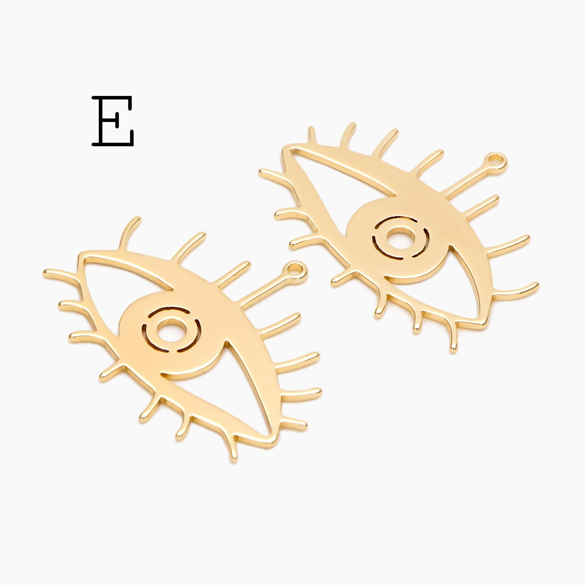 4pcs Gold Evil Eye Charm, 18K Gold plated Brass Eye Pendants (GB-1435)