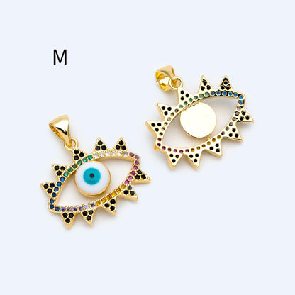 4pcs CZ pave Evil Eye Charms, 18K Gold plated Brass, Greek Eye Pendants for Earring/ Necklace, DIY Handmade Jewelry Component (GB-1527)