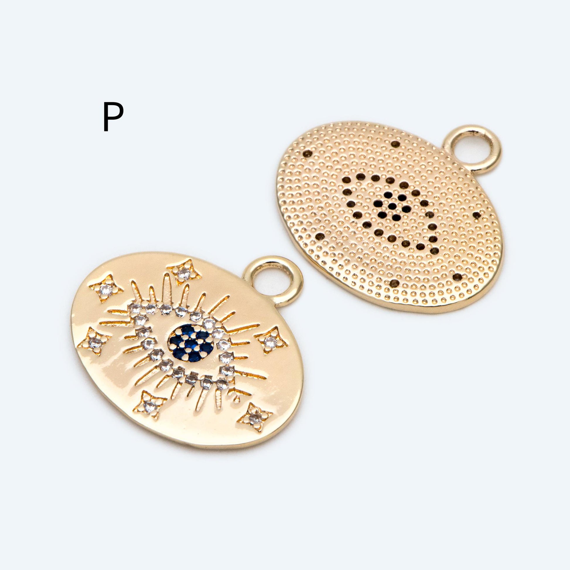 4pcs CZ pave Evil Eye Charms, 18K Gold plated Brass, Greek Eye Pendants for Earring/ Necklace, DIY Handmade Jewelry Component (GB-1527)