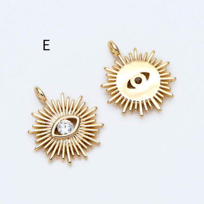 4pcs Gold plated Evil Eye Charms, CZ Pave Eye Pendants, 18K Gold plated Brass, Mystic Eye Jewelry Findings Supplies (GB-1819)