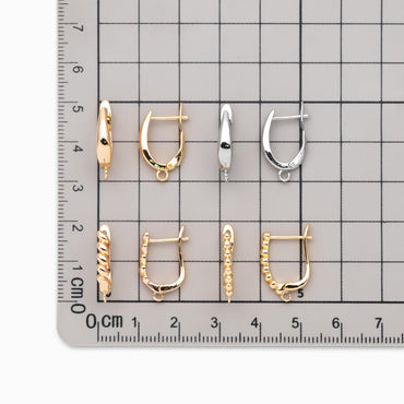 10pcs Gold/ Silver Tone Leverback Ear Hooks , Real Gold/ rhodium plated Brass, Earring Hooks with Loop (GB-848)