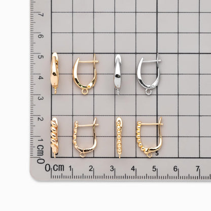 10pcs Gold/ Silver Tone Leverback Ear Hooks , Real Gold/ rhodium plated Brass, Earring Hooks with Loop (GB-848)