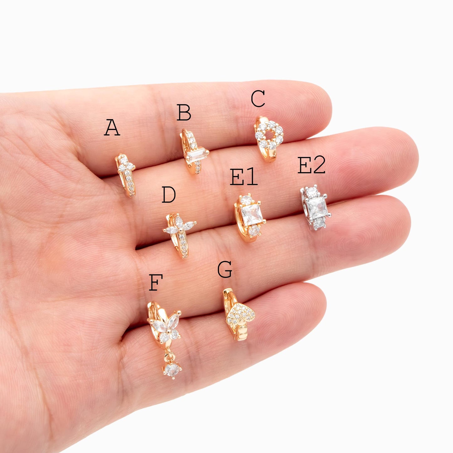 4pcs CZ Pave Tiny Hoop Earrings , Dainty Huggie Earrings, Minimalist Earring, Small Gold Hoops Earring (GB-3477)