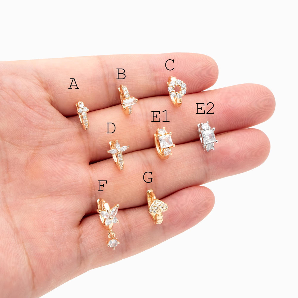 4pcs CZ Pave Tiny Hoop Earrings , Dainty Huggie Earrings, Minimalist Earring, Small Gold Hoops Earring (GB-3477)