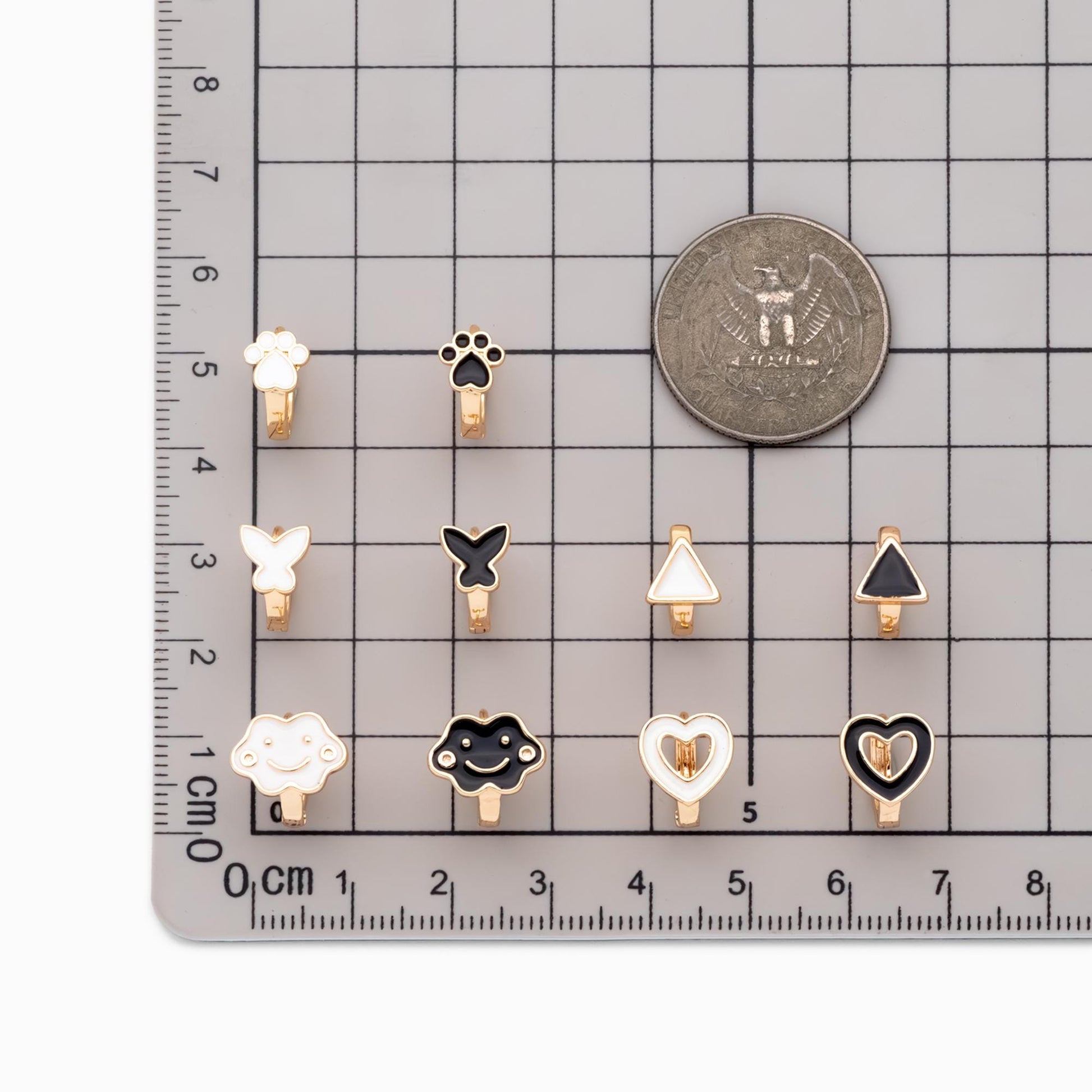 4pcs Gold Enamel Hoop Earrings, 18K Gold plated Brass, Minimalist Huggie Earrings (GB-3839)