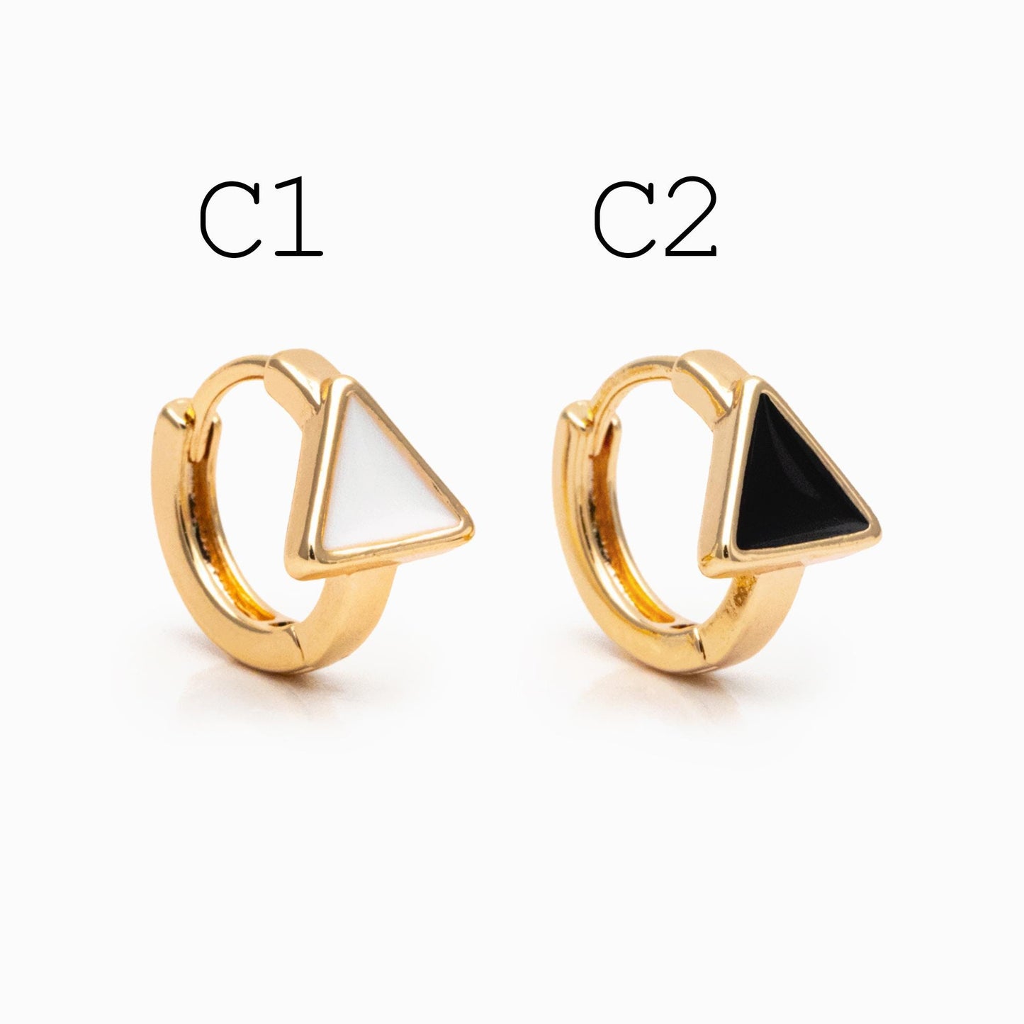 4pcs Gold Enamel Hoop Earrings, 18K Gold plated Brass, Minimalist Huggie Earrings (GB-3839)
