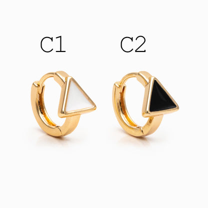 4pcs Gold Enamel Hoop Earrings, 18K Gold plated Brass, Minimalist Huggie Earrings (GB-3839)