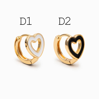 4pcs Gold Enamel Hoop Earrings, 18K Gold plated Brass, Minimalist Huggie Earrings (GB-3839)