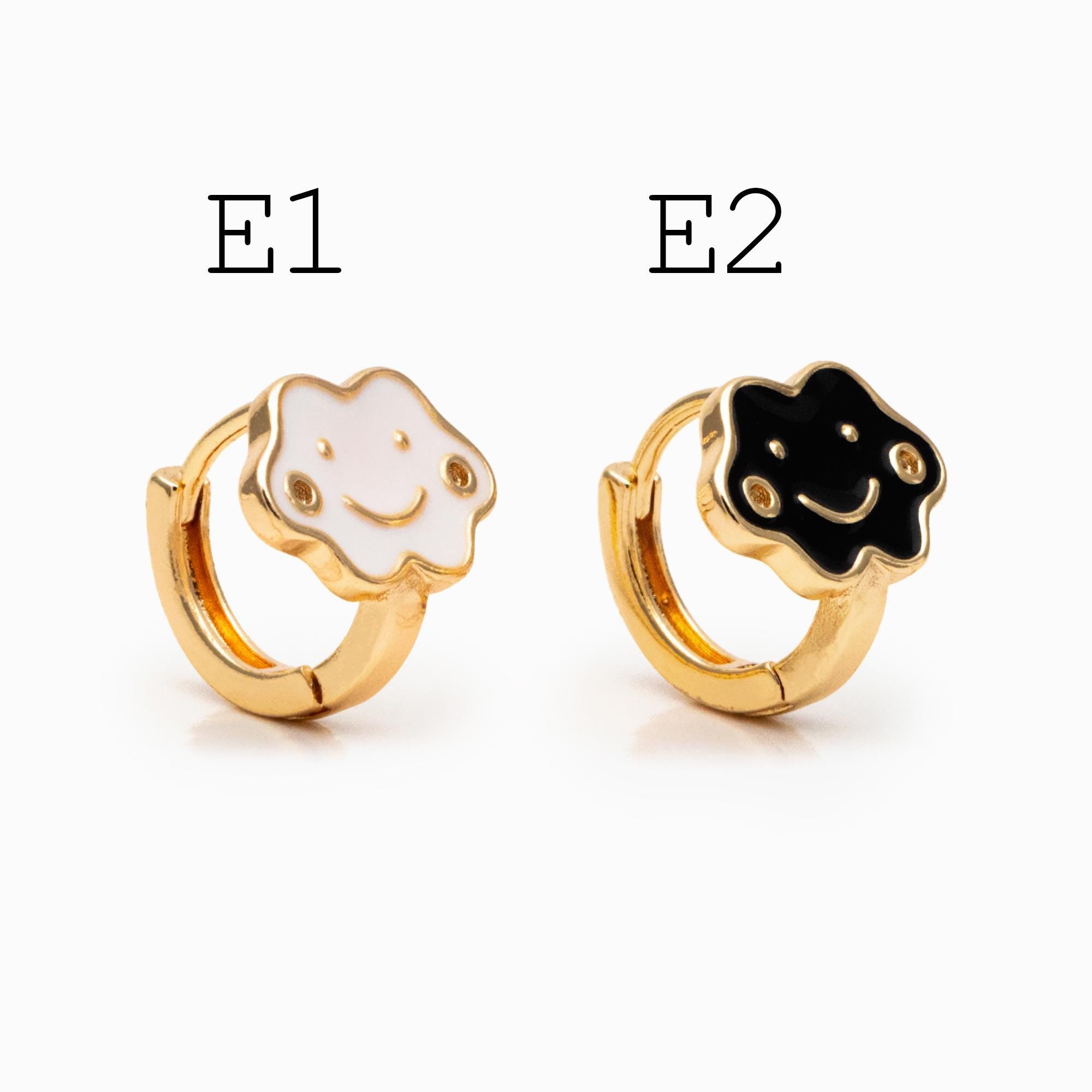 4pcs Gold Enamel Hoop Earrings, 18K Gold plated Brass, Minimalist Huggie Earrings (GB-3839)