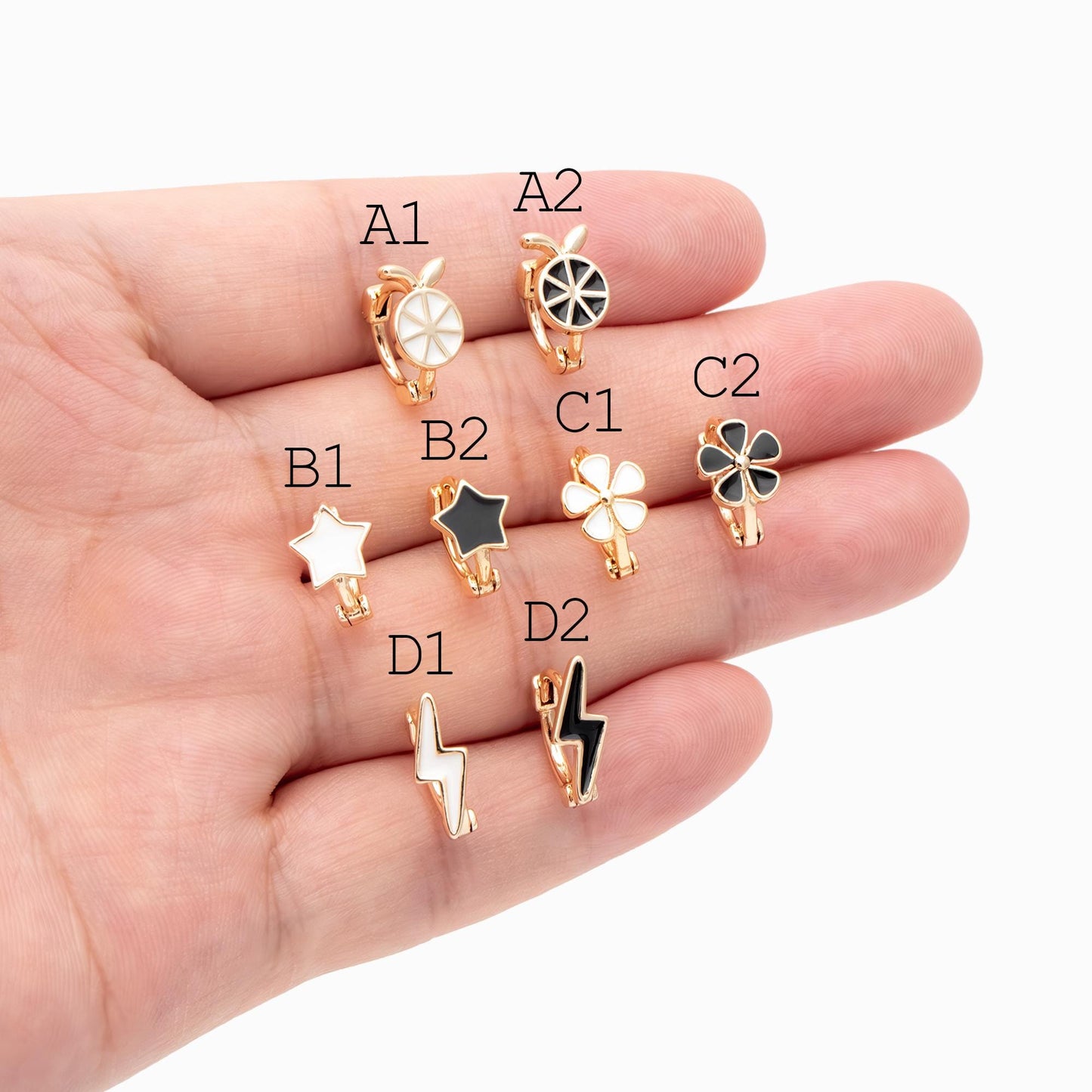 4pcs Gold Enamel Hoop Earrings, 18K Gold plated Brass, Minimalist Huggie Earrings (GB-3843)