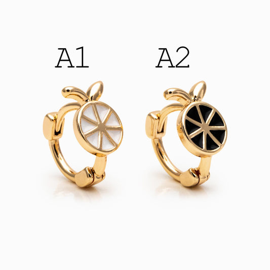 4pcs Gold Enamel Hoop Earrings, 18K Gold plated Brass, Minimalist Huggie Earrings (GB-3843)