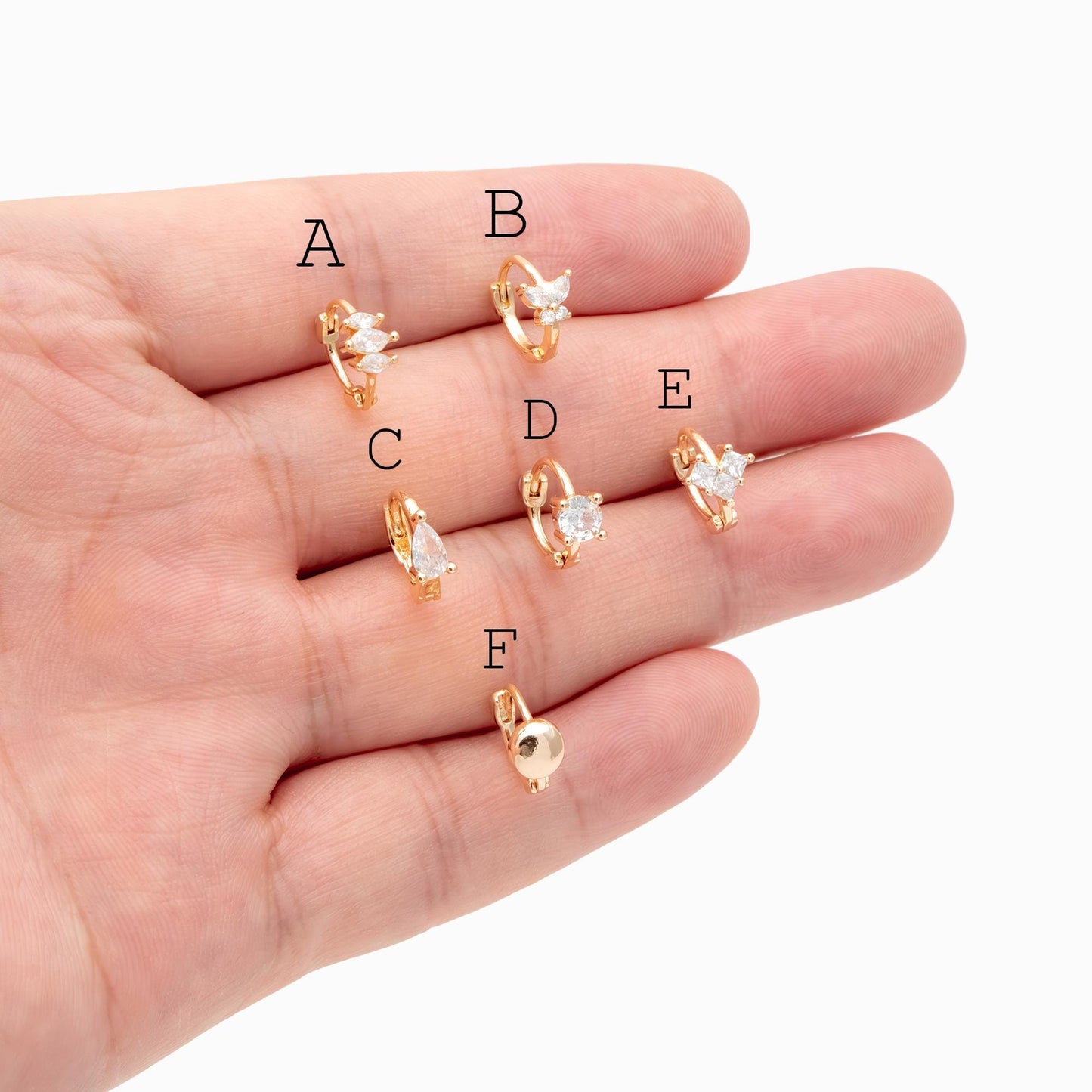 4pcs CZ Pave Hoop Earrings, Dainty Huggie Earrings, Minimalist Earring, Small Gold Hoops Earring (GB-3467)