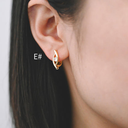 4pcs Gold Click-in Style Stud Earring, Leverback Earring with Loop, Earring Finding Wholesale (GB-3904)