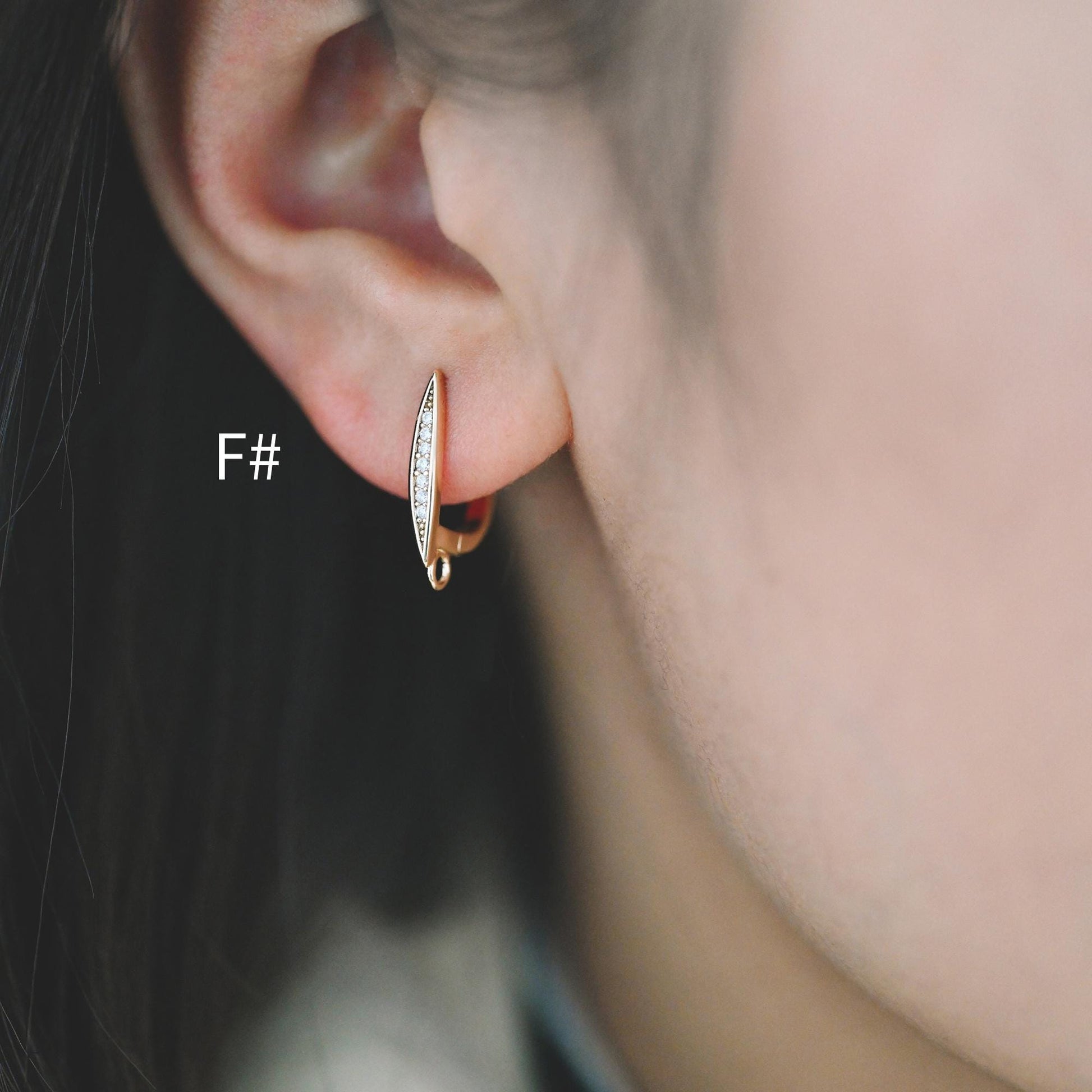 4pcs Gold Click-in Style Stud Earring, Leverback Earring with Loop, Earring Finding Wholesale (GB-3904)