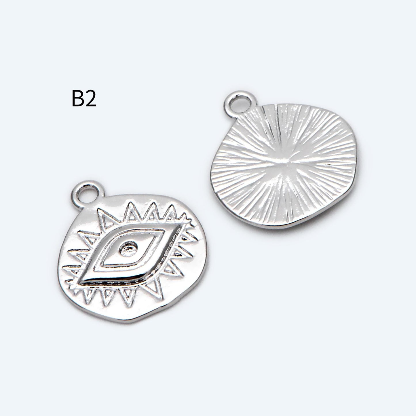 4pcs Gold/ Silver Tone Evil Eye Charms, 18K Gold/ Rhodium plated Brass, Dainty Earring Charms (GB-4085)