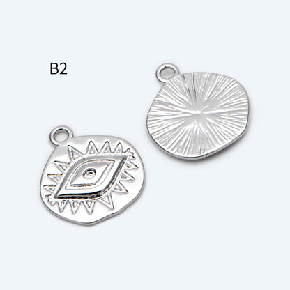 4pcs Gold/ Silver Tone Evil Eye Charms, 18K Gold/ Rhodium plated Brass, Dainty Earring Charms (GB-4085)