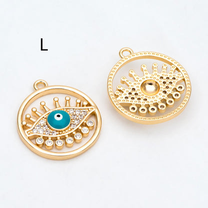 4pcs Gold/ Silver Tone Evil Eye Charms, 18K Gold/ Rhodium plated Brass, Dainty Earring Charms (GB-4085)