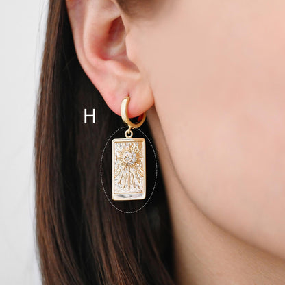 4pcs Gold Sun Moon Star Charms, 18K Gold plated Brass, CZ Pave Celetial Pendants (GB-2991)