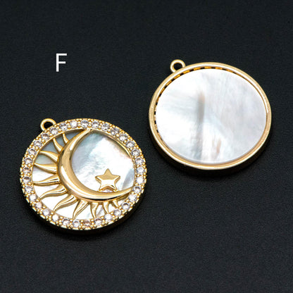 4pcs Gold/ Silver Tone Moon and Star Charm, 18K Gold/ Rhodium plated Brass, Celestial Charm Pendants (GB-2394)
