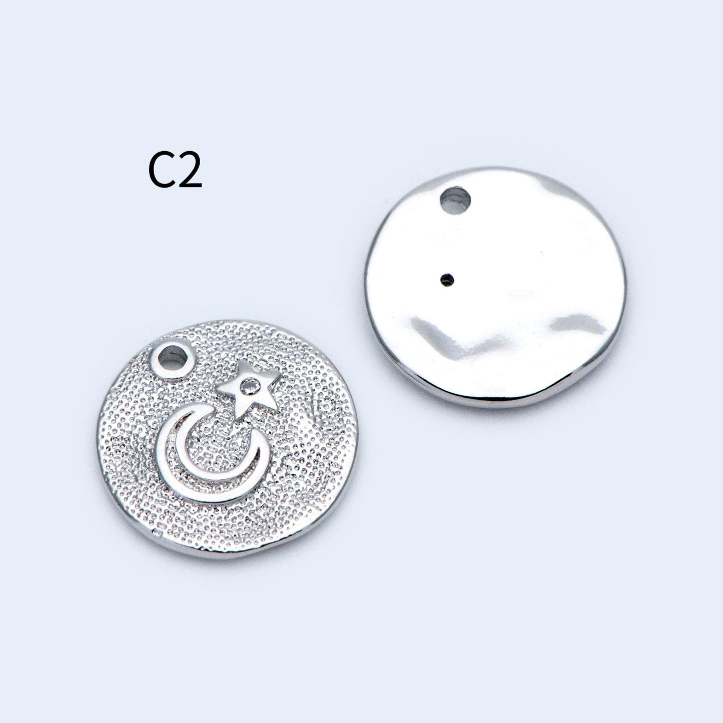 4pcs CZ pave Gold/ Silver Moon Star Charms, 18K Gold/ Rhodium plated Brass Moon Pendants (GB-2433)